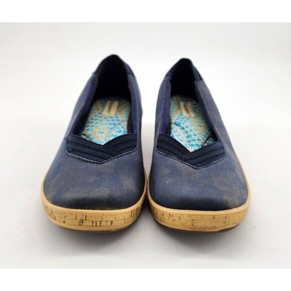 Grasshoppers Women's Ortholite Slip On Wedge Espadrille Shoes Blue/Tan Sz 6.5 M - Picture 3 of 10